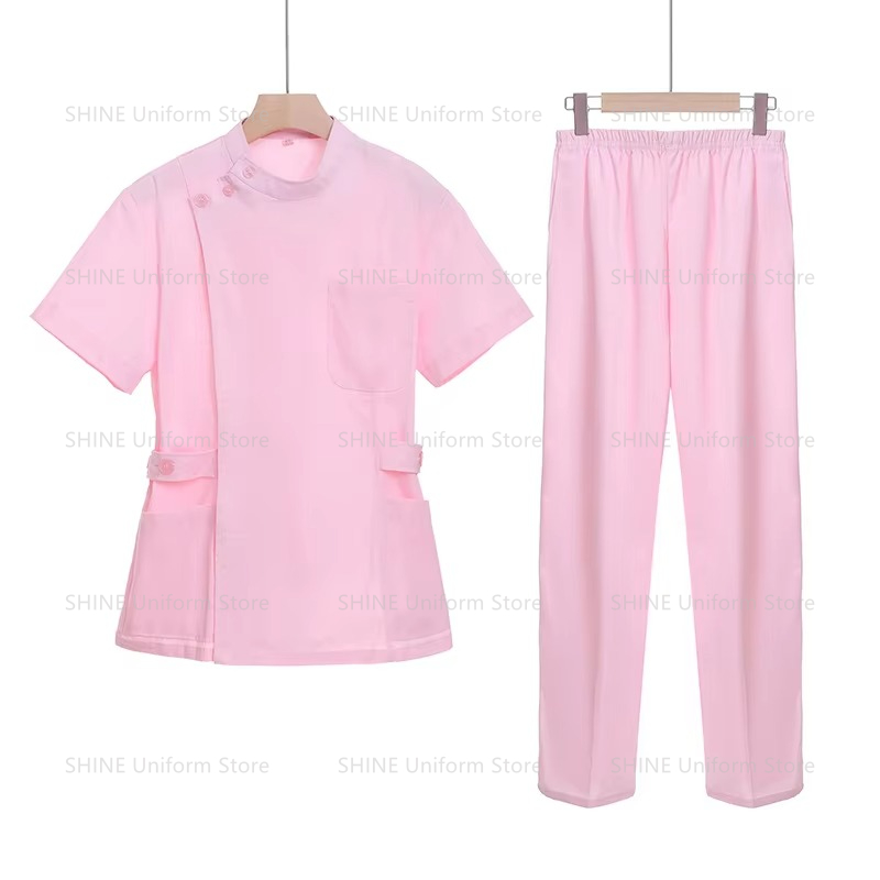 Pink Short Scrubs Set Nurse Do - đánh giá và giá Medical Lab Coats